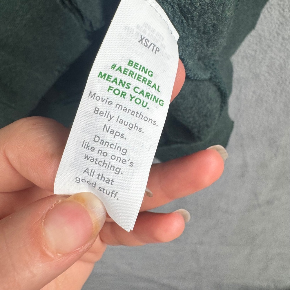 Aerie NIIIIICE Graphic Oversized Sweatshirt Forest Green Distressed XS 39962246 - Picture 8 of 9